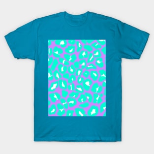 Textured Leopard Print Pattern in Mint Green, Purple and White T-Shirt